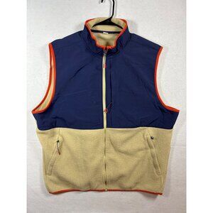 Old Navy Active Mens Fleece & Nylon Zip-Up Vest Navy & Beige XXXL